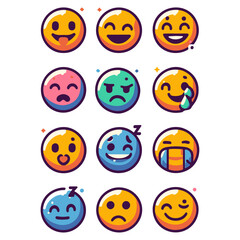 Expressive Smiley Emoji Vector Design Elements: Brighten Your Projects with Joyful Graphics