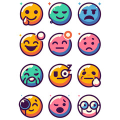 Obraz premium Expressive Smiley Emoji Vector Design Elements: Brighten Your Projects with Joyful Graphics