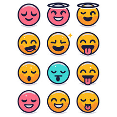 Fototapeta premium Expressive Smiley Emoji Vector Design Elements: Brighten Your Projects with Joyful Graphics