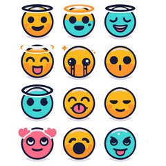 Obraz premium Expressive Smiley Emoji Vector Design Elements: Brighten Your Projects with Joyful Graphics