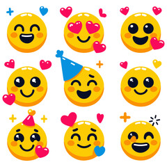 Expressive Smiley Emoji Vector Design Elements: Brighten Your Projects with Joyful Graphics