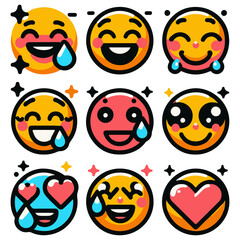 Expressive Smiley Emoji Vector Design Elements: Brighten Your Projects with Joyful Graphics
