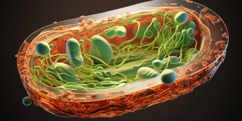 Microscopic view of colorful bacterial cells - obrazy, fototapety, plakaty