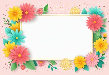 Obraz premium Festive Illustrated template with flowers, space for text and a light background