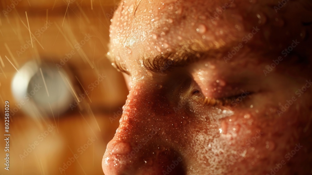 Poster a closeup of a persons flushed and sweaty face indicating the increased circulation and flow from th
