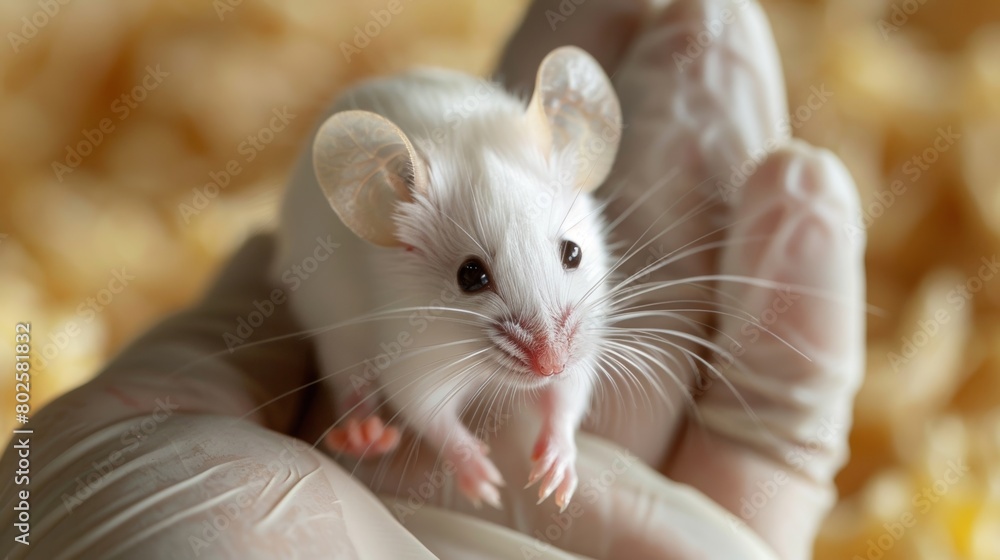 Poster a laboratory mouse with a small scar on its spinal cord showing promising signs of recovery after be