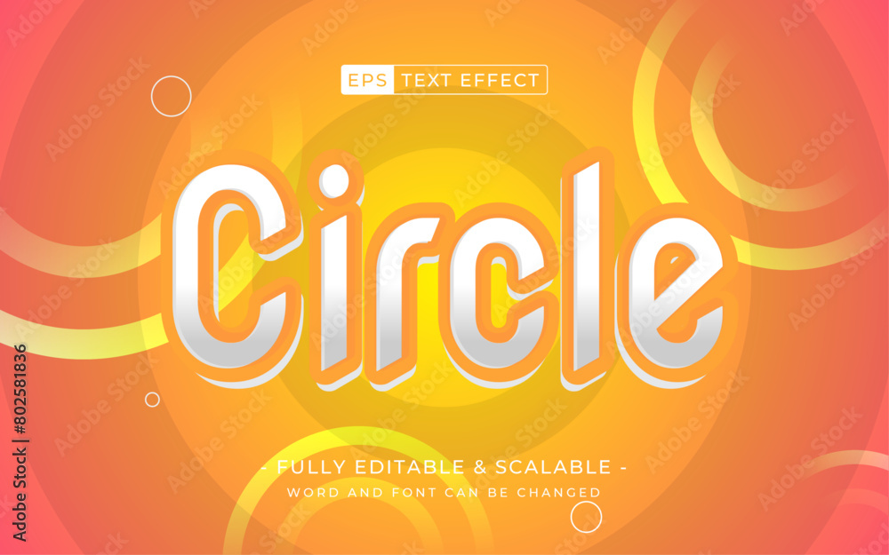 Poster geometric 3d editable text effect. circle text use for banner