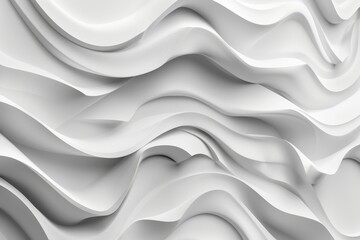 Abstract white 3D wavy background.