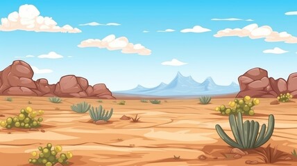 Captivating Arizona desert landscape, featuring iconic cacti and rugged mountains under a vast blue sky