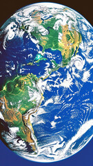 A blue and white image of the Earth