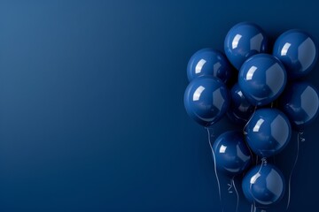Fototapeta premium Dark blue balloons on a blue background, with space for text