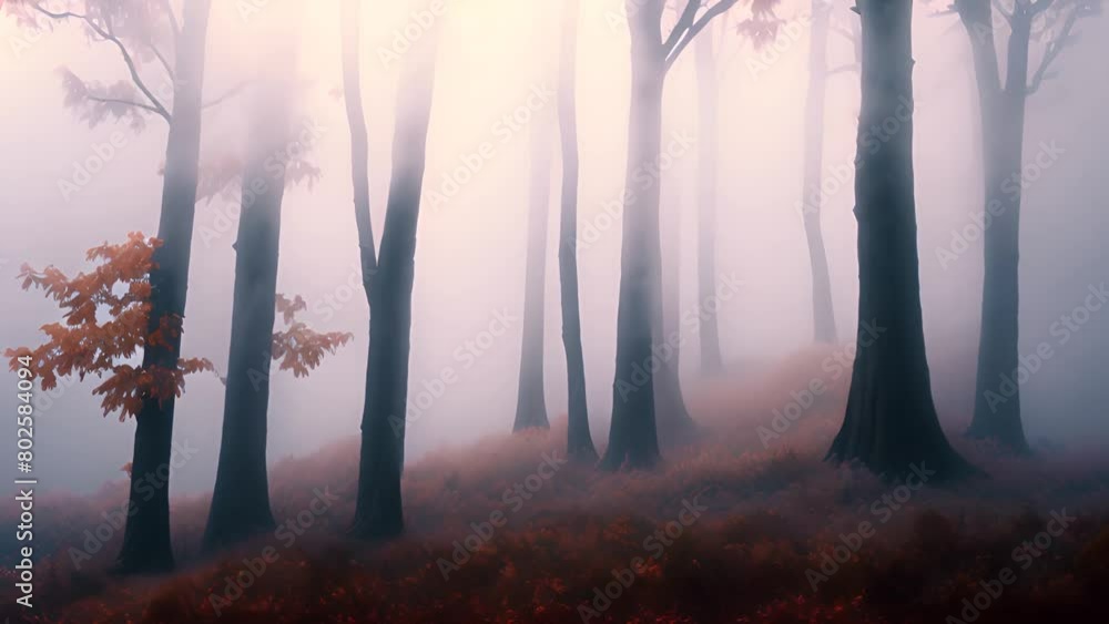Poster dense forest with autumn trees generative ai