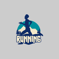 Running marathon logo vector graphic of illustration