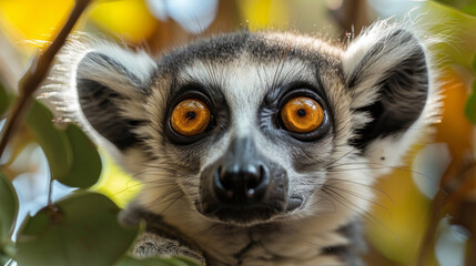 Captivating Close-Up of a Ring-Tailed Lemur in a Lush Madagascar Forest
