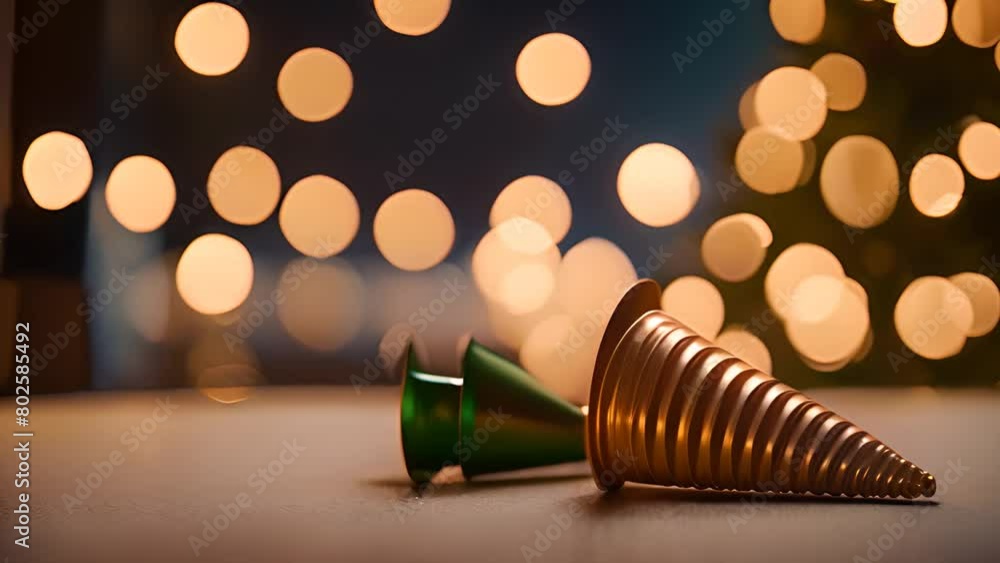 Poster christmas tree glowing with lights in the background generative ai