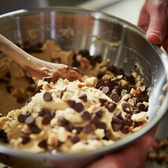 chocolate chips and optional chopped nuts into the cookie dough
