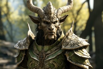Fierce fantasy warrior in battle armor
