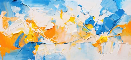 abstract art painting with vibrant blue and yellow colors