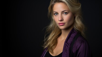Fototapeta premium Confident woman in purple jacket