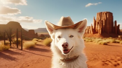 happy dog in the desert