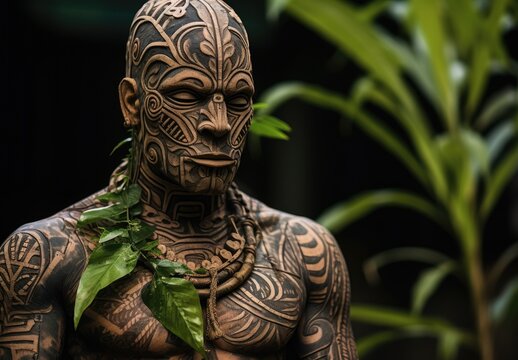 Intricate tribal tattoo body art
