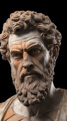 Obraz premium Detailed sculpture of a pensive elderly man