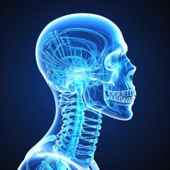 Transparent x-ray view of human skull and brain