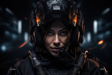 Fototapeta premium Futuristic soldier in combat gear