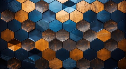 abstract geometric wooden hexagon pattern