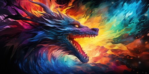 Majestic fantasy dragon breathing fire