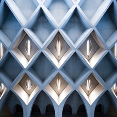 Architectural abstract pattern with geometric shapes and lighting