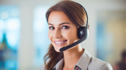 smiling customer service representative with headset
