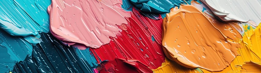 Dynamic abstract background of colorful oil paint strokes, can be utilized for printed materials such as brochures, flyers, and business cards. - obrazy, fototapety, plakaty