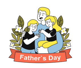 Fathers day vector linear poster