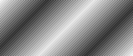 Oblique line halftone gradient texture. Faded diagonal stripe gradation background. Black slant linear pattern backdrop. Thin and thick stripe vanish backdrop for overlay, print, cover. Vector texture