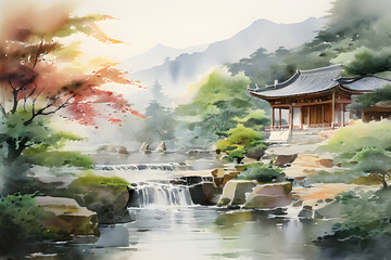 korea garden in spring