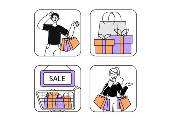 People with discounts vector linear