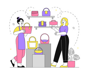 Shop women handbags vector doodle