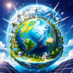 Naklejka premium earth with panels