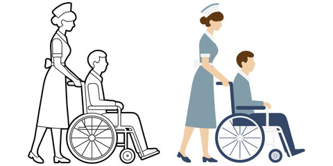 Nurse and Senior Patient in Wheelchair.