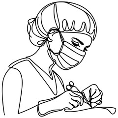 Surgeon Doing Surgery Line Art.