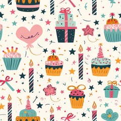 Simple Seamless Birthday Themed Pattern

