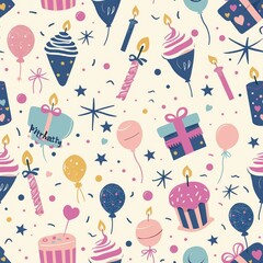 Simple Seamless Birthday Themed Pattern

