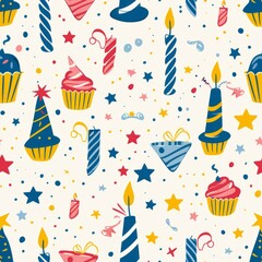 Simple Seamless Birthday Themed Pattern

