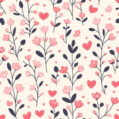 Simple Seamless Cute Valentine's Day Pattern in Light Pink


