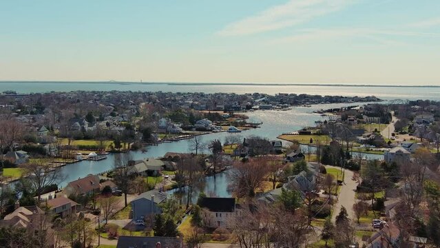 Aerial View of Bablyon Long Island 4K