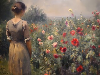  Abstract Oil painting features magical fairy garden wall art, moody vintage farmhouse  style digital art print, wallpaper, background