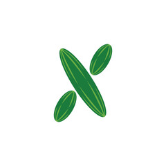 Letter X cucumber logo icon vector template eps
