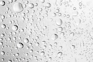 Water drops on white background texture. backdrop glass covered with drops of water. bubbles in water - generative ai