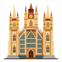 colorful flat illustration of iconic landmark, westminster abbey - obrazy, fototapety, plakaty